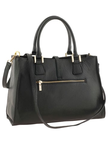 ORE10 Leder-Henkeltasche "Mida" in Schwarz - (B)35 x (H)25 x (T)11 cm