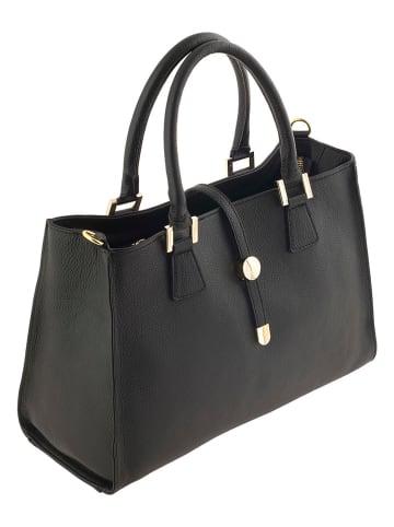 ORE10 Leder-Henkeltasche "Mida" in Schwarz - (B)35 x (H)25 x (T)11 cm