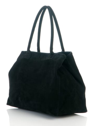ORE10 Leren shopper "Plaso" zwart - (B)41 x (H)28 x (D)7 cm