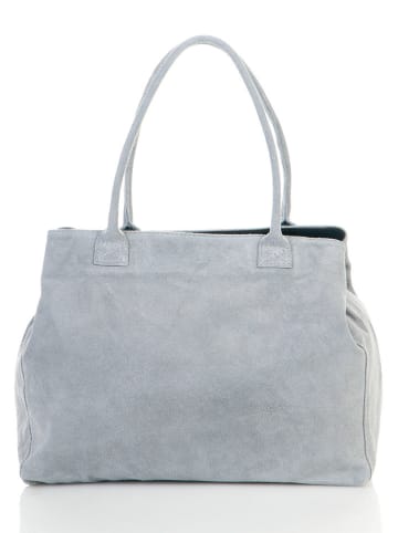 ORE10 Skórzany shopper bag "Plaso" w kolorze jasnoszarym - 41 x 28 x 7 cm