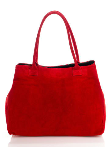 ORE10 Leren shopper "Plaso" rood - (B)41 x (H)28 x (D)7 cm