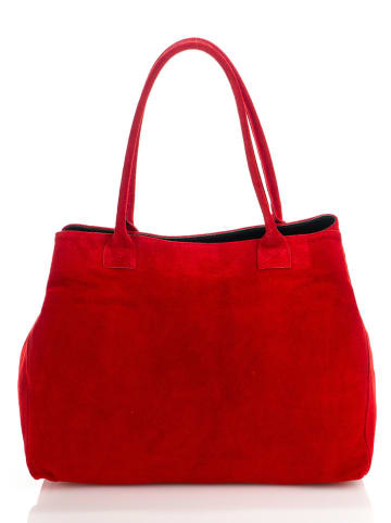ORE10 Skórzany shopper bag "Plaso" w kolorze czerwonym - 41 x 28 x 7 cm