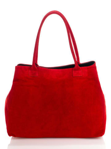 ORE10 Leren shopper "Plaso" rood - (B)41 x (H)28 x (D)7 cm