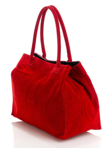 ORE10 Skórzany shopper bag "Plaso" w kolorze czerwonym - 41 x 28 x 7 cm