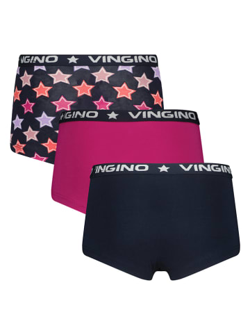 Vingino 3er-Set: Boxershorts in Pink/ Dunkelblau