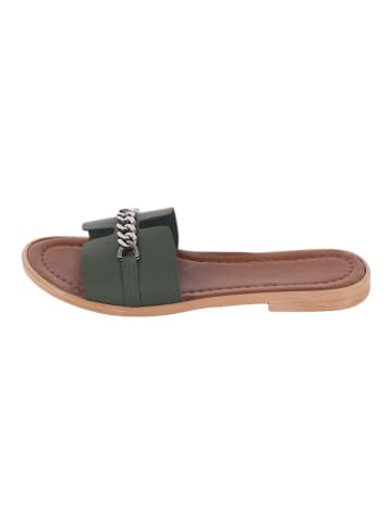 Miss Hera Leren slippers groen