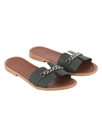 Miss Hera Leren slippers groen