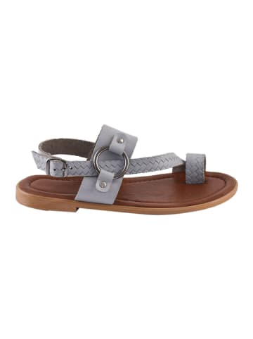 Miss Hera Leder-Zehensandalen in Hellgrau