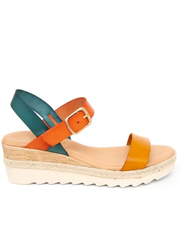 Qualä Leren sleehaksandalen oranje/blauw