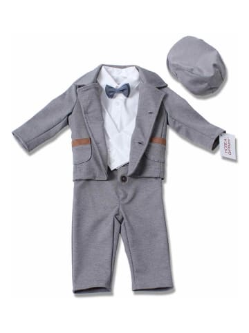 Hobea 5tlg. Taufoutfit "Paul" in Weiß/ Grau