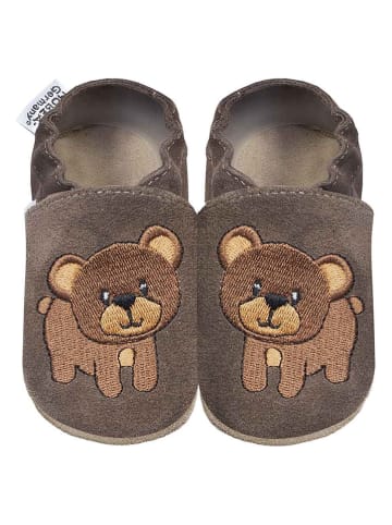 HOBEA-Germany Leder-Krabbelschuhe "Bär" in Dunkelbraun