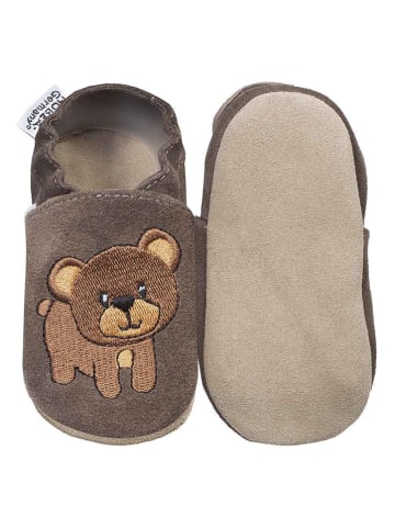 HOBEA-Germany Leder-Krabbelschuhe "Bär" in Dunkelbraun