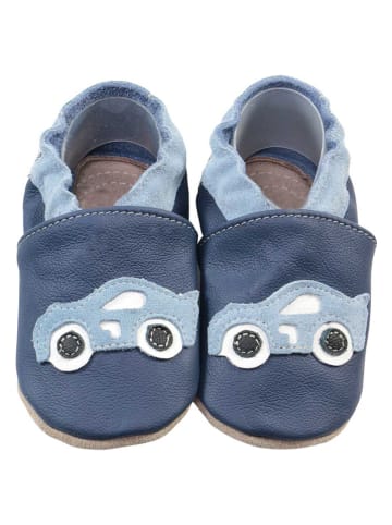 HOBEA-Germany Leder-Krabbelschuhe "Rennauto" in Dunkelblau