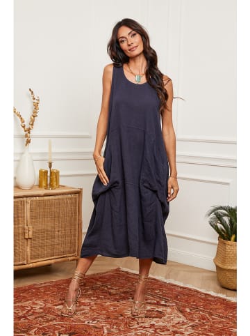 La Compagnie Du Lin Leinen-Kleid "Alteo" in Dunkelblau