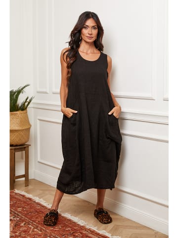 Joséfine Leinen-Kleid in Schwarz