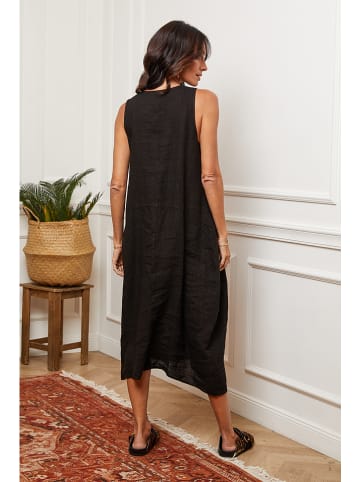 Joséfine Leinen-Kleid in Schwarz
