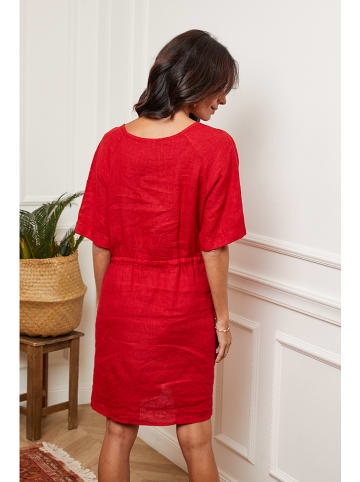 Joséfine Lniana sukienka w kolorze czerwonym