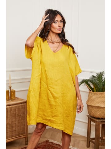 Joséfine Lniana sukienka w kolorze żółtym