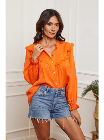 La Compagnie Du Lin Linnen blouse oranje