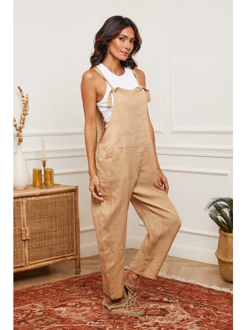 Joséfine Leinen-Latzhose in Beige