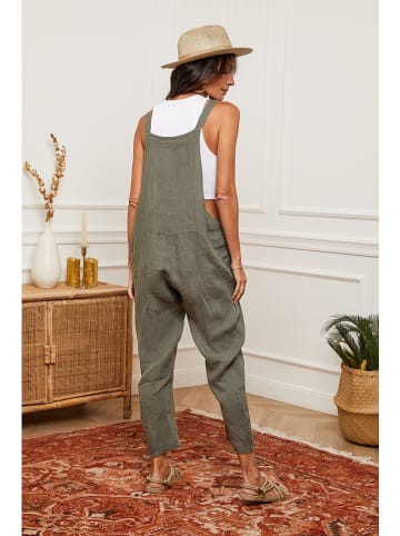 Fleur de Lin Leinen-Latzhose "Corida" in Oliv
