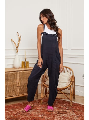 Fleur de Lin Leinen-Latzhose "Corida" in Dunkelblau