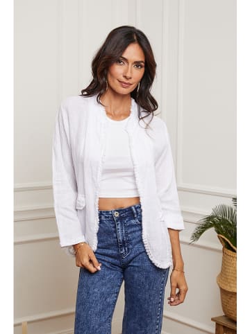 Joséfine Leinen-Cardigan in Weiß