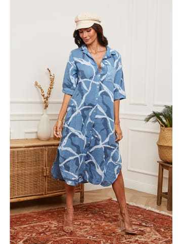 Joséfine Leinen-Kleid in Blau