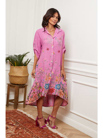 La Compagnie Du Lin Leinen-Kleid "Faroudja" in Pink