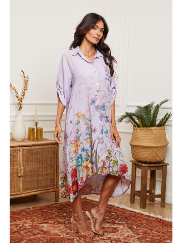 La Compagnie Du Lin Leinen-Kleid in Lila