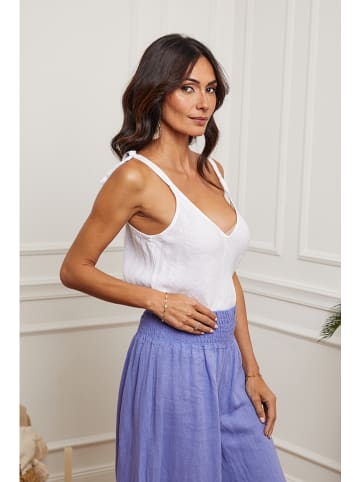 Fleur de Lin Lniany top "Filiale" w kolorze białym