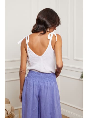 Fleur de Lin Lniany top "Filiale" w kolorze białym