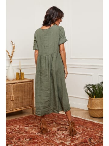 Fleur de Lin Leinen-Kleid "Gustaro" in Khaki
