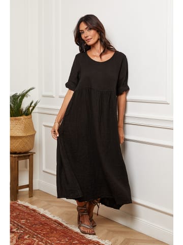 Joséfine Leinen-Kleid in Schwarz
