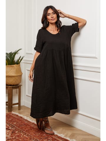 Joséfine Leinen-Kleid in Schwarz