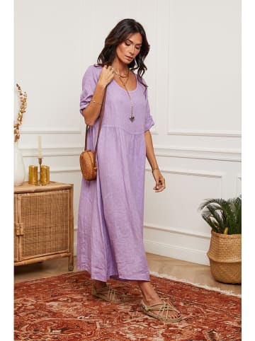La Compagnie Du Lin Leinen-Kleid "Gustavo" in Lila
