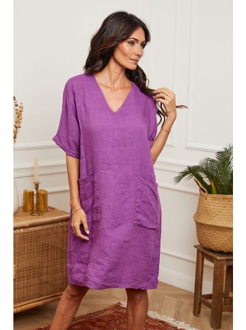 La Compagnie Du Lin Lniana sukienka w kolorze fioletowym