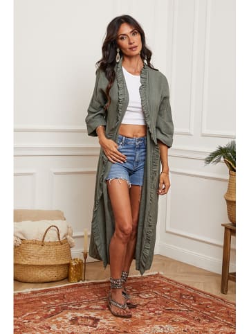 La Compagnie Du Lin Leinen-Cardigan in Khaki