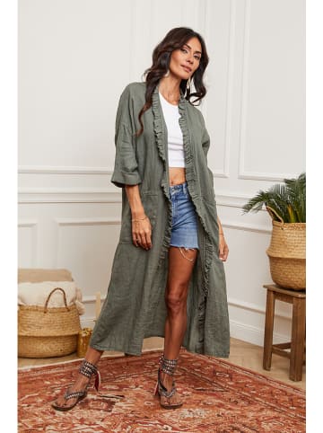 La Compagnie Du Lin Leinen-Cardigan in Khaki