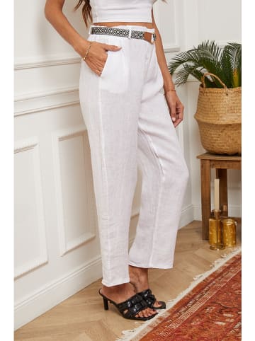 Joséfine Lniane spodnie w kolorze białym