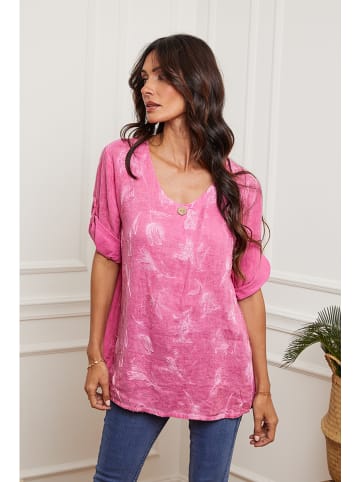 Joséfine Lniana bluzka w kolorze różowym