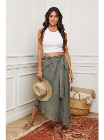 Fleur de Lin Lniana spódnica w kolorze khaki