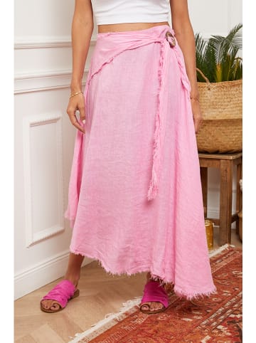 Joséfine Lniana spódnica w kolorze różowym