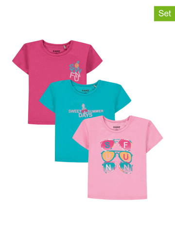 Kanz 3er-Set: Shirts in Pink/ Türkis