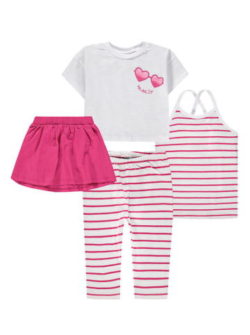 Kanz 4tlg. Outfit in Pink/ Weiß