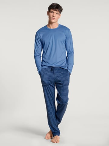 Calida Pyjama in Blau/ Dunkelblau