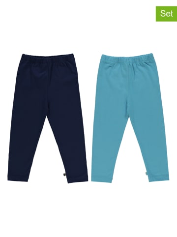 Småfolk 2-delige set: leggings donkerblauw/lichtblauw