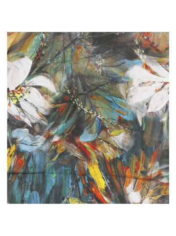 Made in Silk Jedwabny szal w kolorze granatowym ze wzorem - 190 x 110 cm