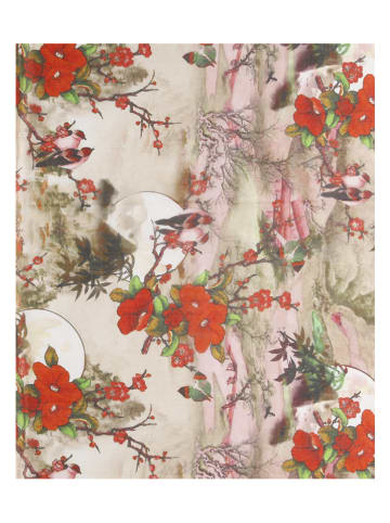 Made in Silk Zijden sjaal beige/rood - (L)190 x (B)110 cm