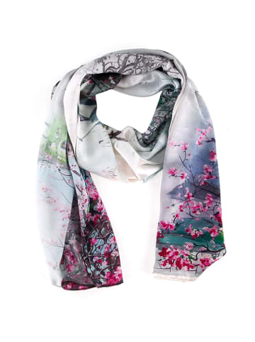 Made in Silk Zijden sjaal crème/lichtgrijs - (L)170 x (B)50 cm